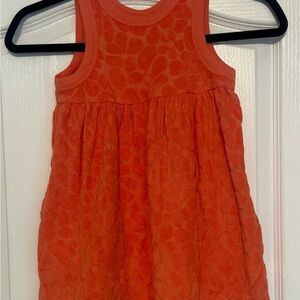 Hanna Andersson Vibrant Orange Textured Jacquard Loop Terry Kids Dress Size 4